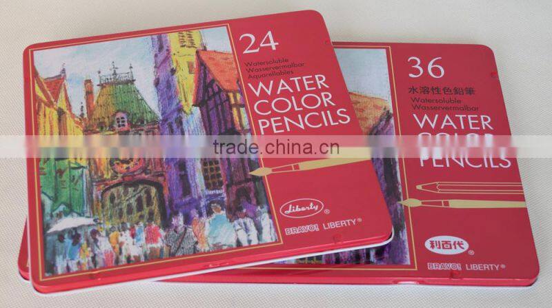 36pcs Watercolor Pencil in Tin Case; 36colors Aquarelle Colored Pencils in Tin Case