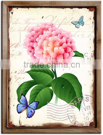 Red flowers decorative stamp printing wall picture