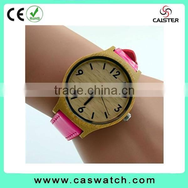 charming casual Arabic face wood watch, custom made wooden men's women's watch, wood case with red leather strap watch