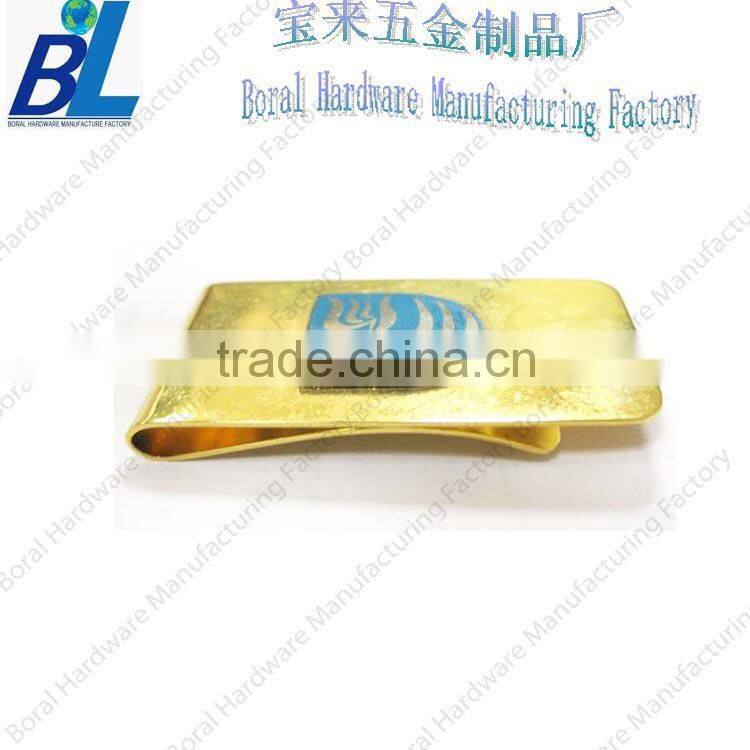 Golden metal blank money clip with badge patch