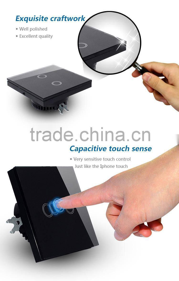 1gang 1way EU Standard, Remote Switch, Crystal Glass Panel Wall Light Remote Touch Switch