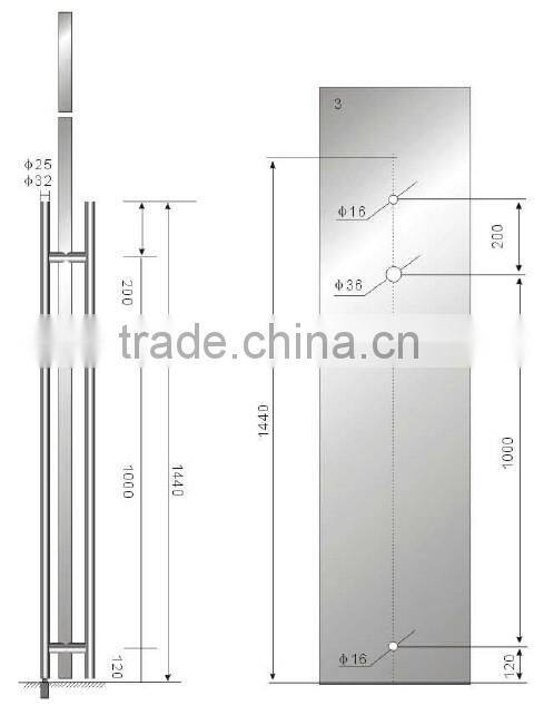 Popular in market stainless steel commercial door pull handle with lock