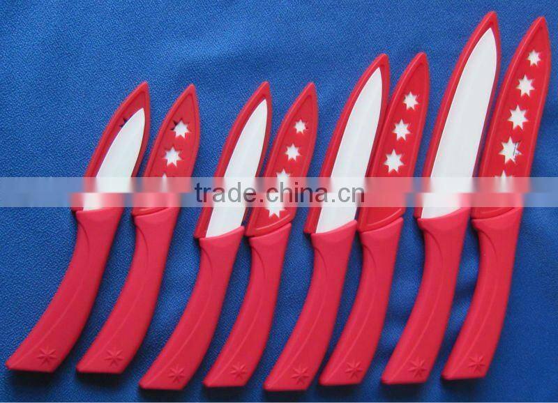 4pcs ceramic blade kitchen knife set with plastic sheath for all knives
