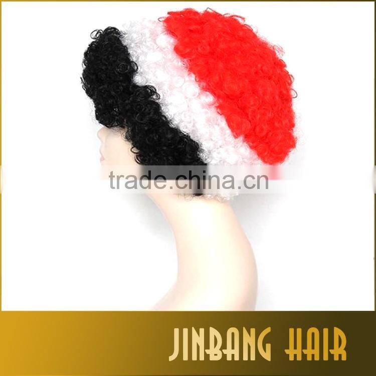 New football fans wigs Black White & Red Sports Fanatic Wig 1piece/lot for wholesales