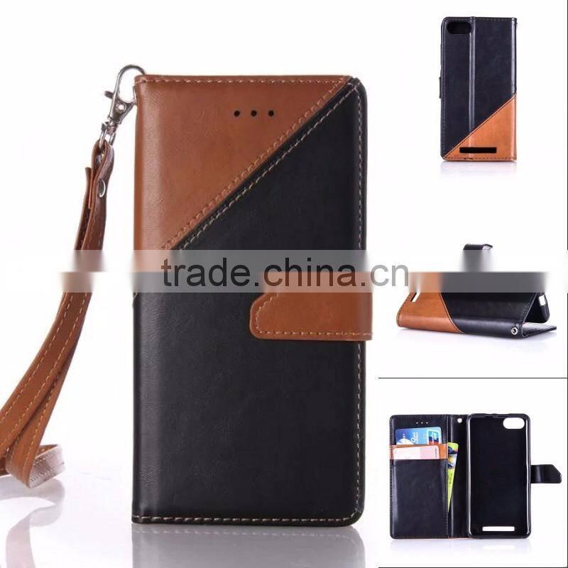 Double color PU wallet leather case with strap stand case with inside TPU phone case for iphone 6s 6s plus