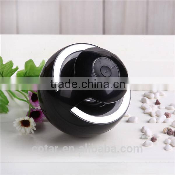2015 black mini bluetooth speaker with led light cool round shape wireless speaker