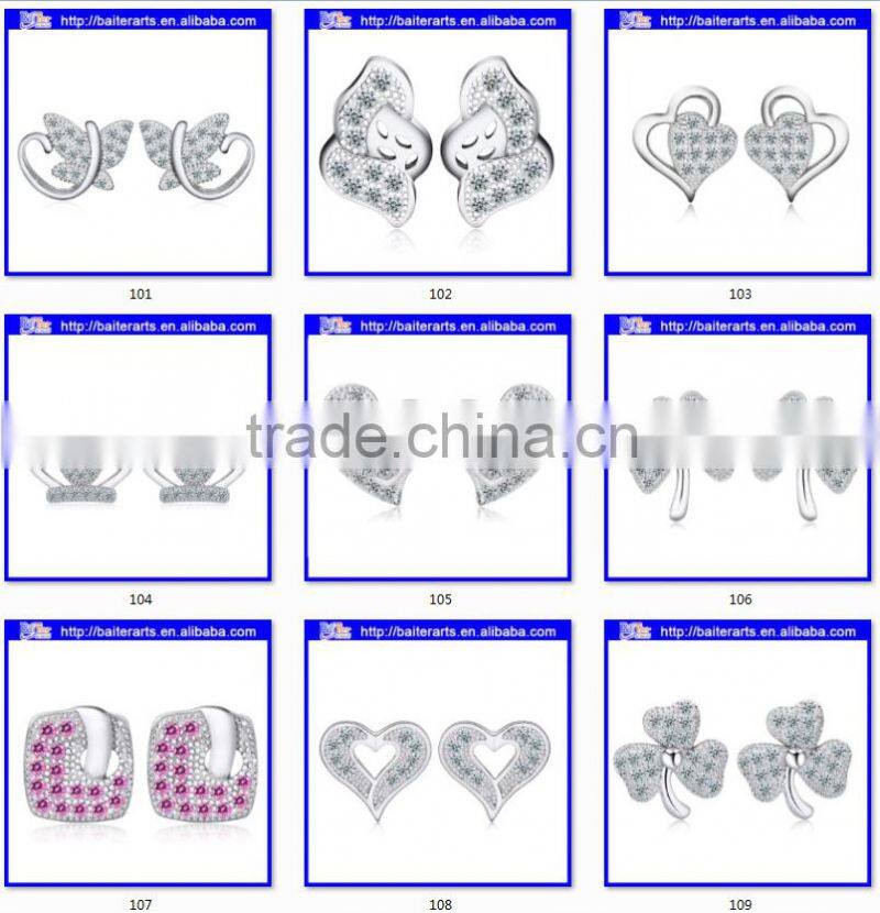 Alibaba jewelry alloy blue crystal single stone earring designs