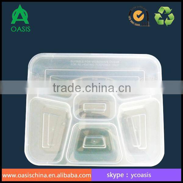 5-Compartment Microwave Safe Food Container with lid 1000ml