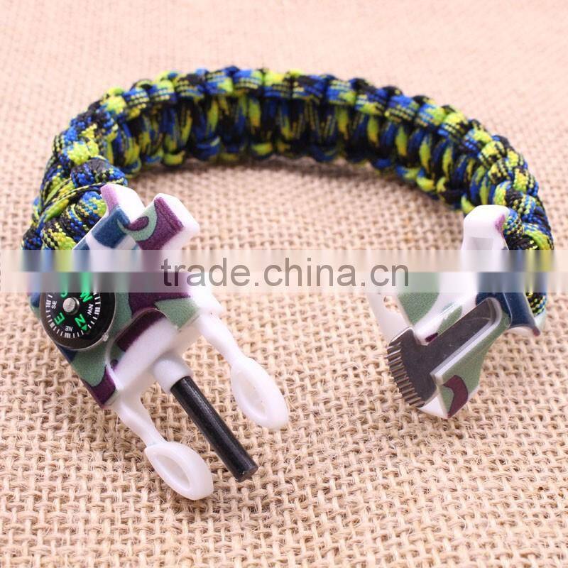 Paracord Survival Bracelet 550lb Milspec with Compass, Fire Starter Scraper, and Whistle by ARMSTAC + Lifetime Warranty