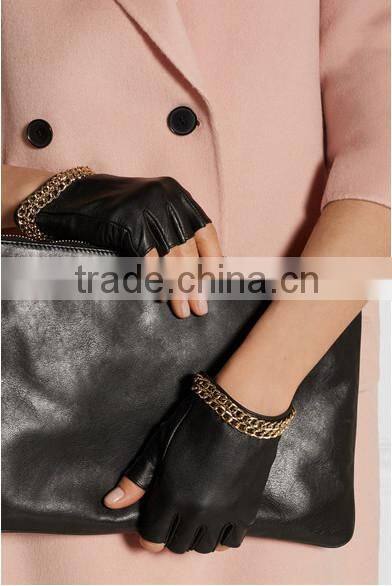 Wholesale ladies 2015 Fashion leather fingerless driving gloves