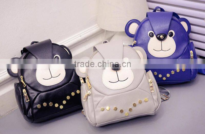 Online shop China backpack cute bear backpack fashion leather lady backpack