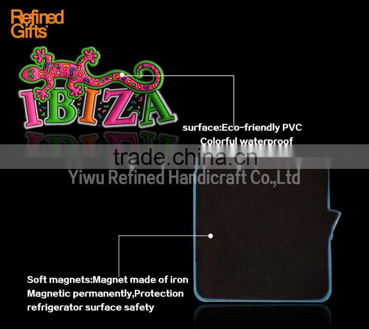 Creative IBIZA Gecko PVC Rubber 3D Fridge Magnets OEM Menufacture ECO-friendly