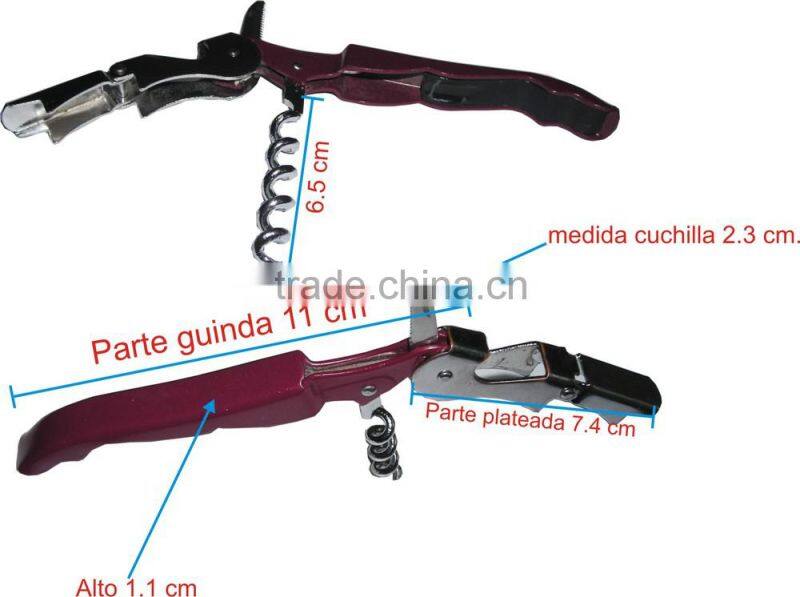 Multi-function waiters wine opener,Metal wine corkscrew with knife