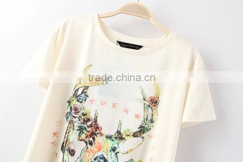 wholesale clothing short sleeve cotton t shirt with animal cheap china wholesale clothing