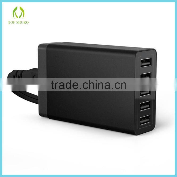 2016 Wholesales with 1.6M Power Cable 6A/8A Multiple 5-Port USB Travel Wall Charger