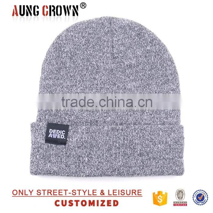 Women Men Gray Fitted Beanie Cap Hat