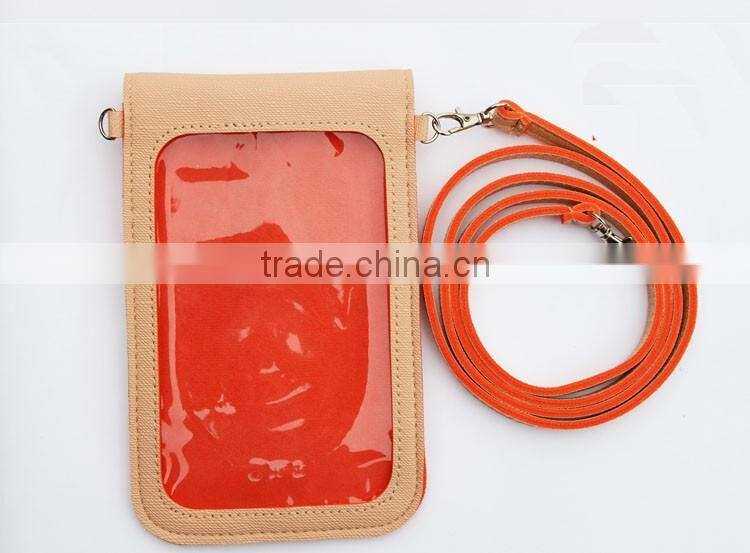 Lovely design cell phone credit card holder in PU material, 2 credit card pocket in back