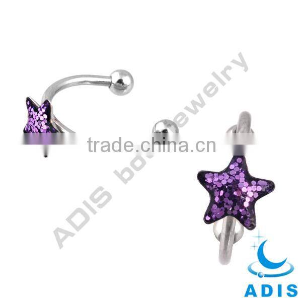 Horseshoe piercing body jewelry 16 gauge G23 titanium glitter nose ring