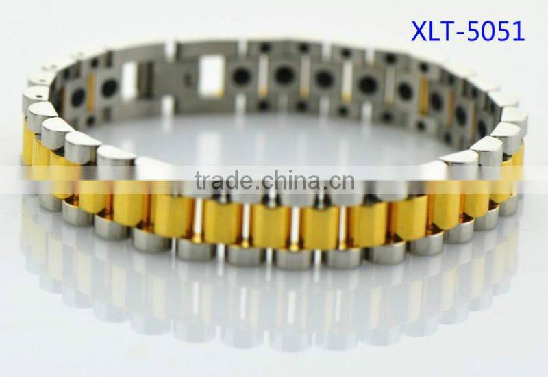 hot sale men's 4 in 1 bio energy elements magnetic bracelet, titanium health care bracelet