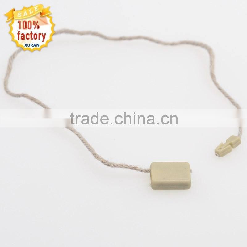 clothing plastic string seal tag&square desgin plastic seal tags with single hook