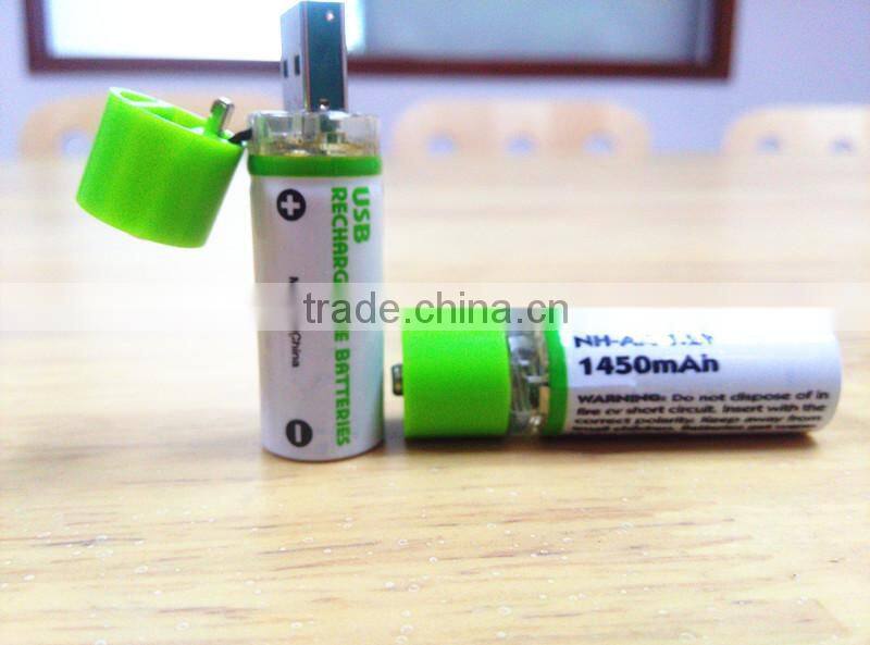 USB 1.2v AA 1450mAh NI-MH battery ready to use2600mah usb portable power bank external battery