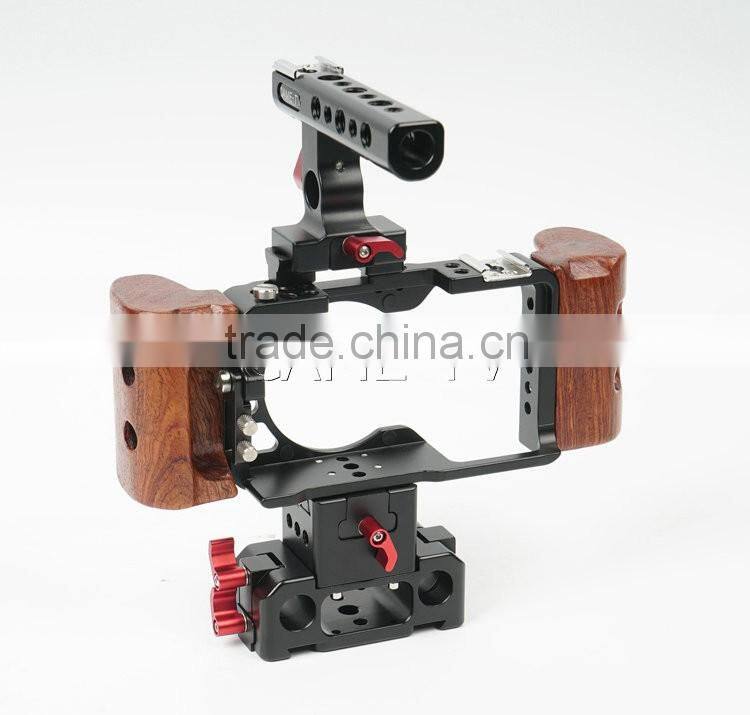CAME-TV Rig For S ony A6300 Camera Cage With Wooden Handle