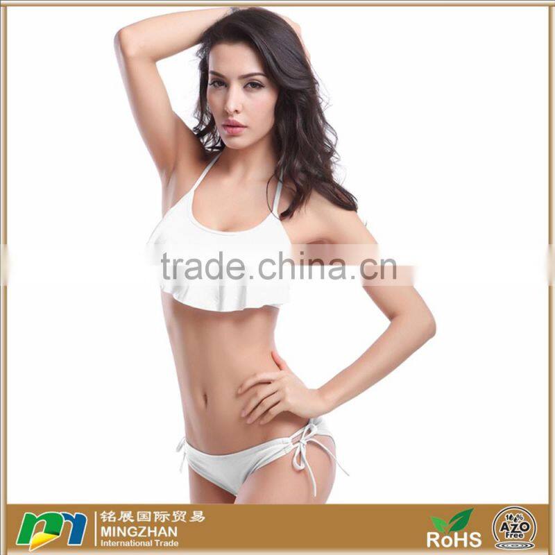 Women's Sexy Halter Ruffles Top Strings Bottom Bikini Sets Swimsuits