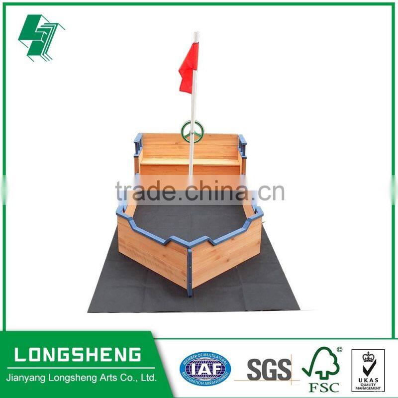 Boat shape wooden sandbox
