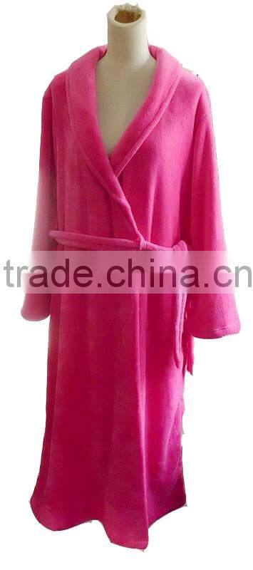 fashion style coral fleece bathrobe with long sleeve