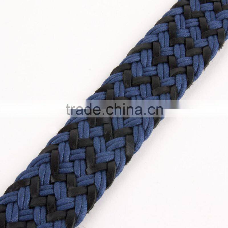 New produce Purple Cotton Brown Leather Weave Belt for Man