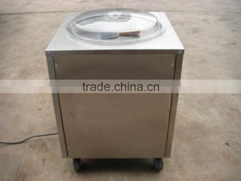 Fried frozen yogurt ice cream machine /Double flat round pans fry roll ice cream machine