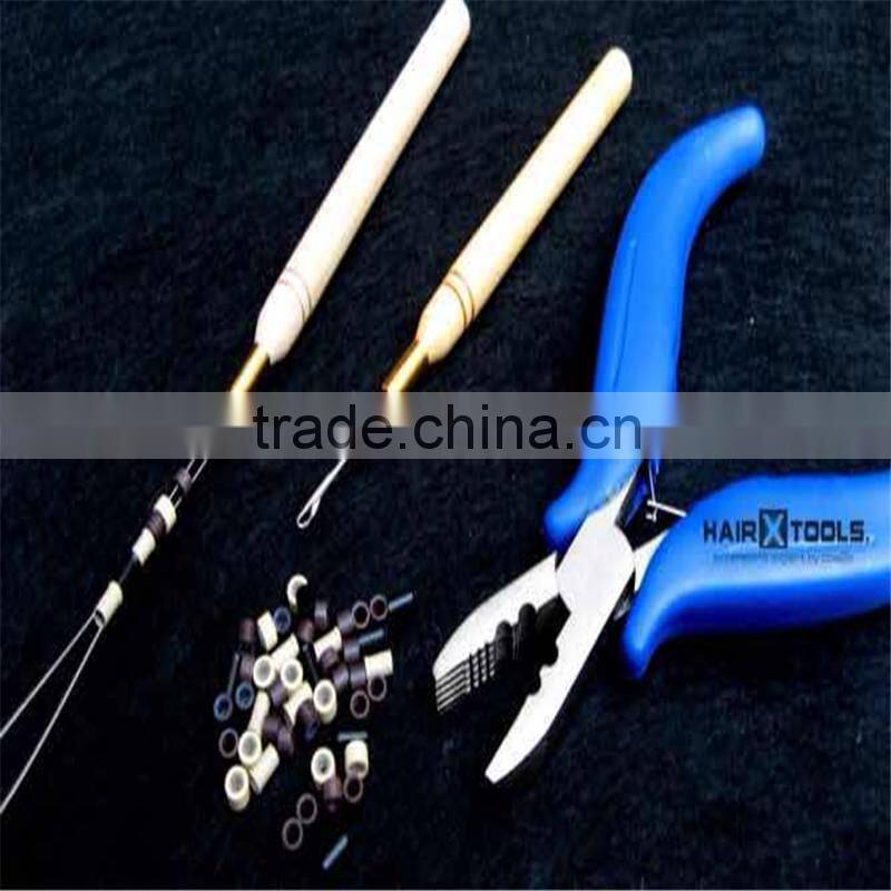 Fashion 1 Pcs Hair Extension Hook Pulling Tool Needle Threader Micro Rings Beads Loop Wooden Handle With Iron Wire Hotting