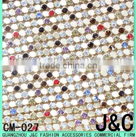 2 lines gold mesh chain with 4 lines of rhinestone adhesive mesh