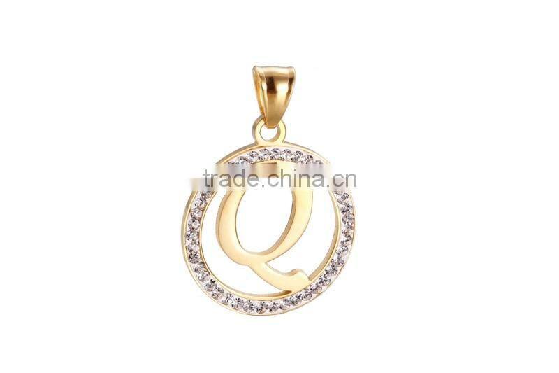Fahshion stainless steel jewelry gold 18k plating letters pendant necklace