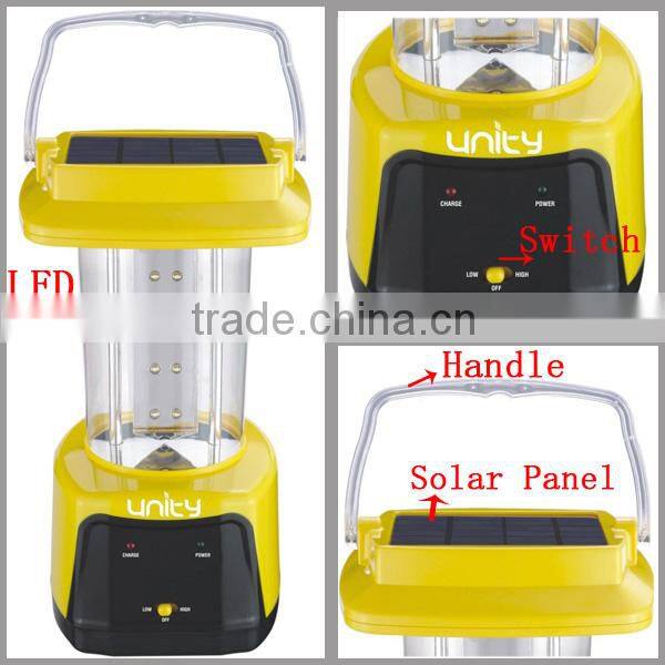 Unique Design Rechargeable LED Lantern with Solar Panel Power Bank