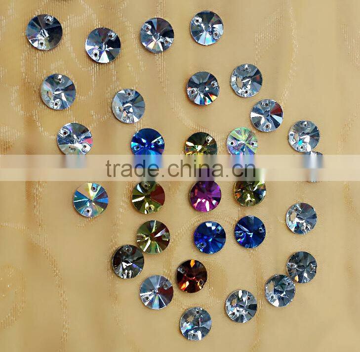 2015 New Fashion Flat Back Round Sew On Stone For Garment