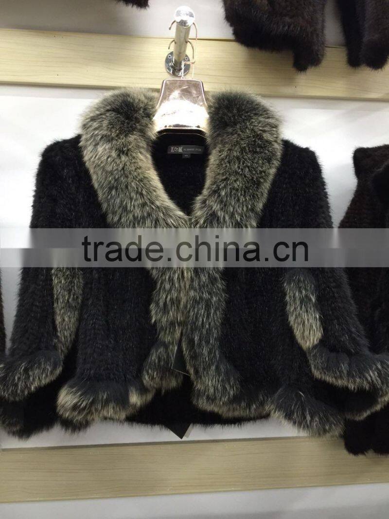 new arrival knitted natural mink fur shawl for women