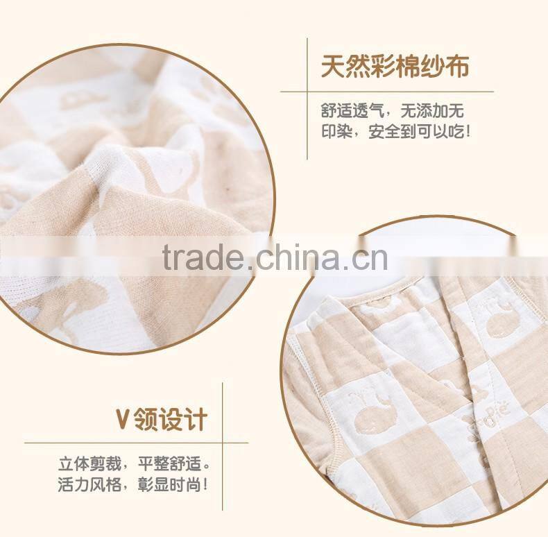 GOTS organic cotton baby clothes short sleeve gauze knitted newborn baby Jumpsuit for summer