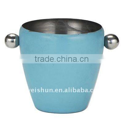 colorful round stainless steel ice bucket with hands