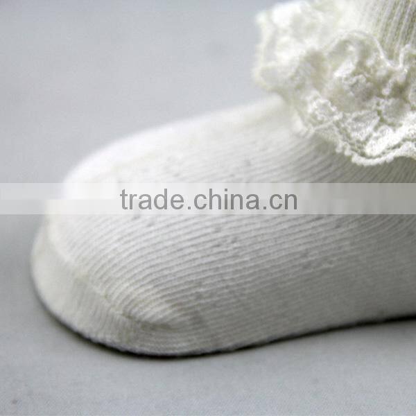 GSB-09 Quality cotton baby lace boot socks with soft nylon lace