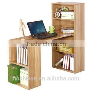 simple wooden horse like computer desk with book shelf