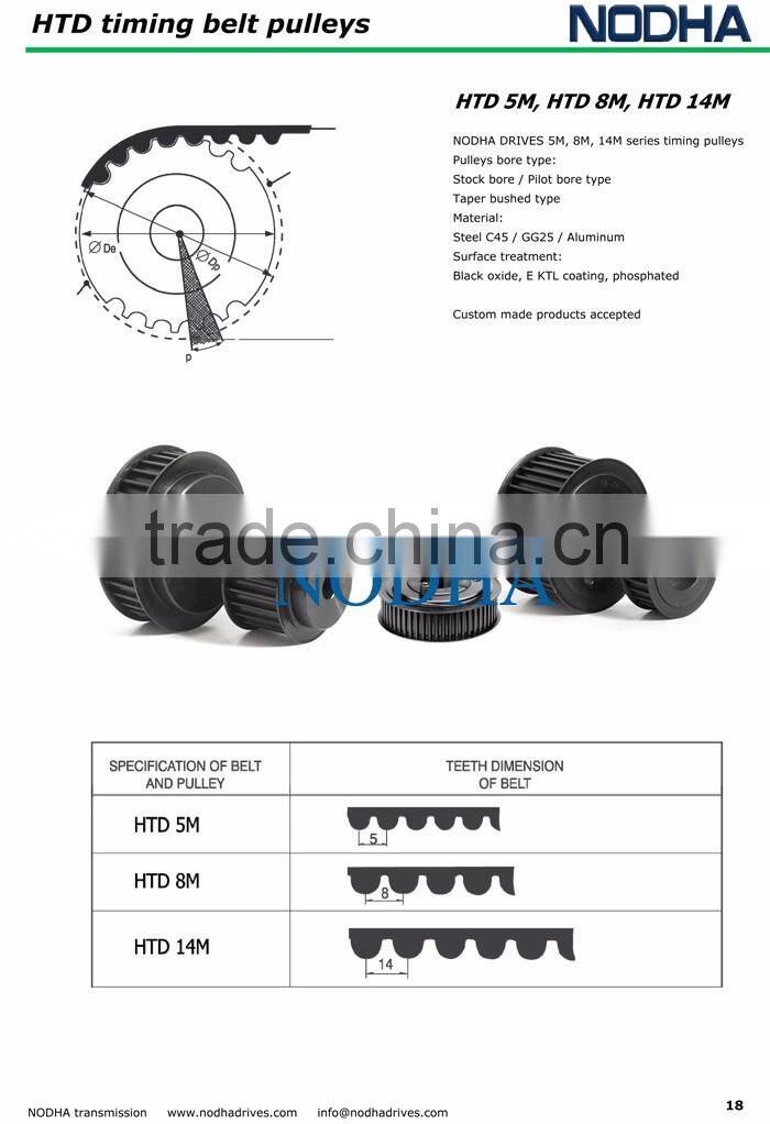 Aluminum timing belt pulley HTD14M