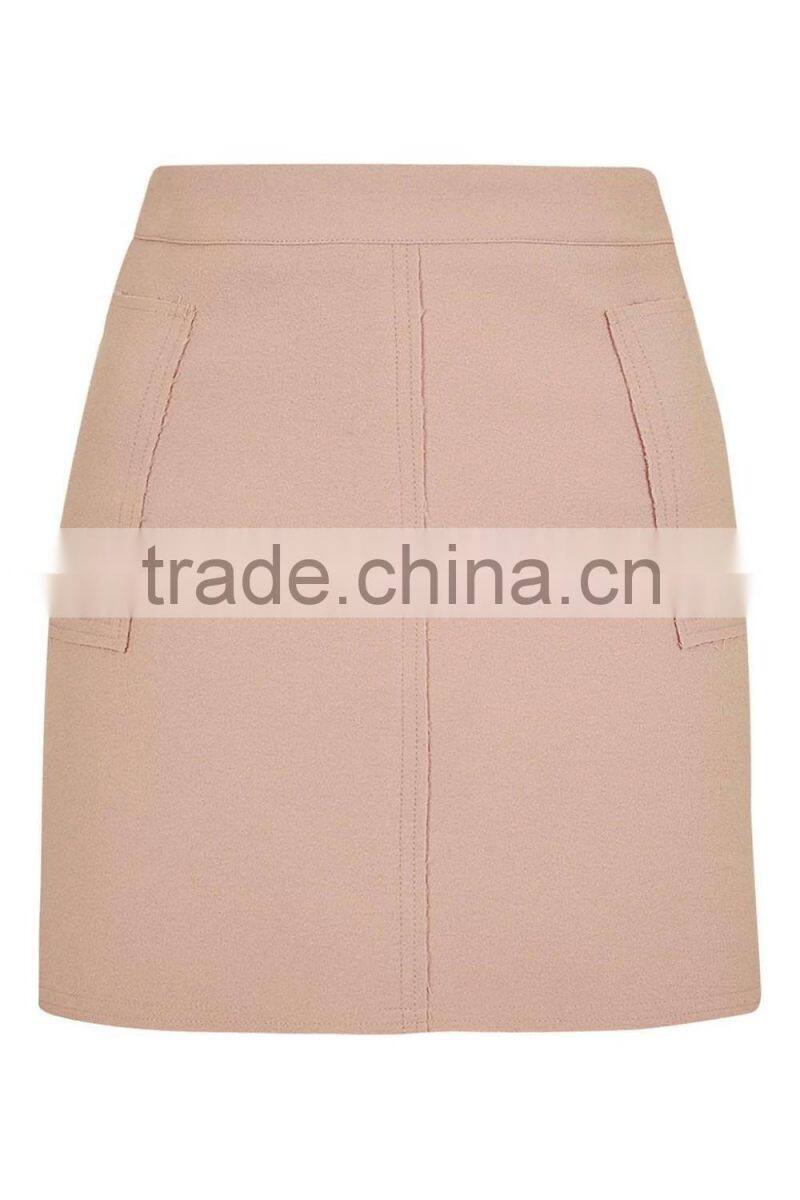 2016 Structure Pockets Details Design Mini A Line skirt , skirts women Custom