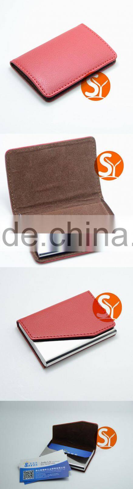 Concise design unisex gender black and brown PU leather credit name card holder with cheap price