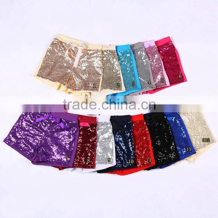 Wholesale Kids Shorts With Bow Knot High Quality Baby Sequin Shorts Petti Short Pants With Stretchy Cotton Shorts