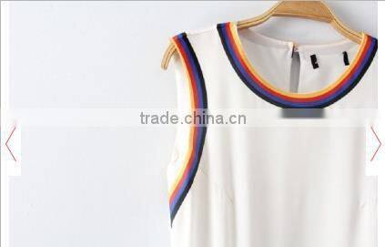 White Snoopy Print Pleated Belt Sleeveless Chiffon Dress