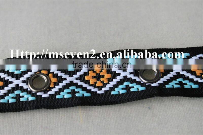 good looking multicolor embroidery diamond pattern metal eyelet ribbon for sale