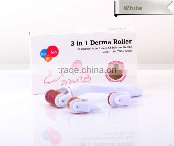 Womens facial hair removal skin caring equipment derma roller 3 in 1 changable heads