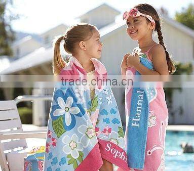 100% cotton printed Children Beach Wrap Towel velour reactive printing manufacturer