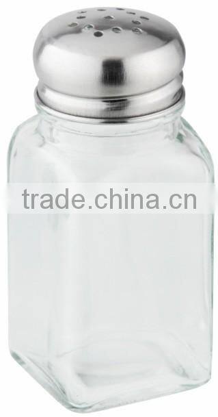 square hole metal lid glass spice bottle jar